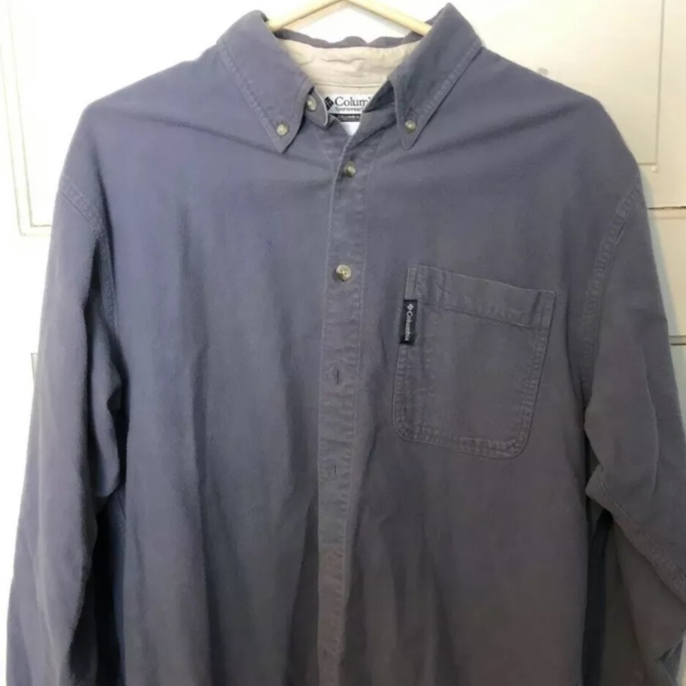 Mens Columbia Blue Thick Cotton Button Front M